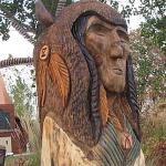 Side view of a Chief I carved at the 7th Annual Chainsaw Carving Event in Hackensack, MN.