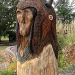 Side view of a Chief I carved at the 7th Annual Chainsaw Carving Event in Hackensack, MN.