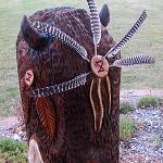 Back view of a Chief I carved at the 7th Annual Chainsaw Carving Event in Hackensack, MN.