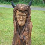 Front view of the "Old Bull" I carved at the International Wood Carvers Festival at Lake Bronson, MN.