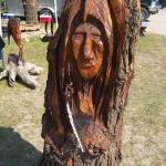 Front view of "Old Chief" I carved at the International Wood Carvers Festival at Lake Bronson, MN.